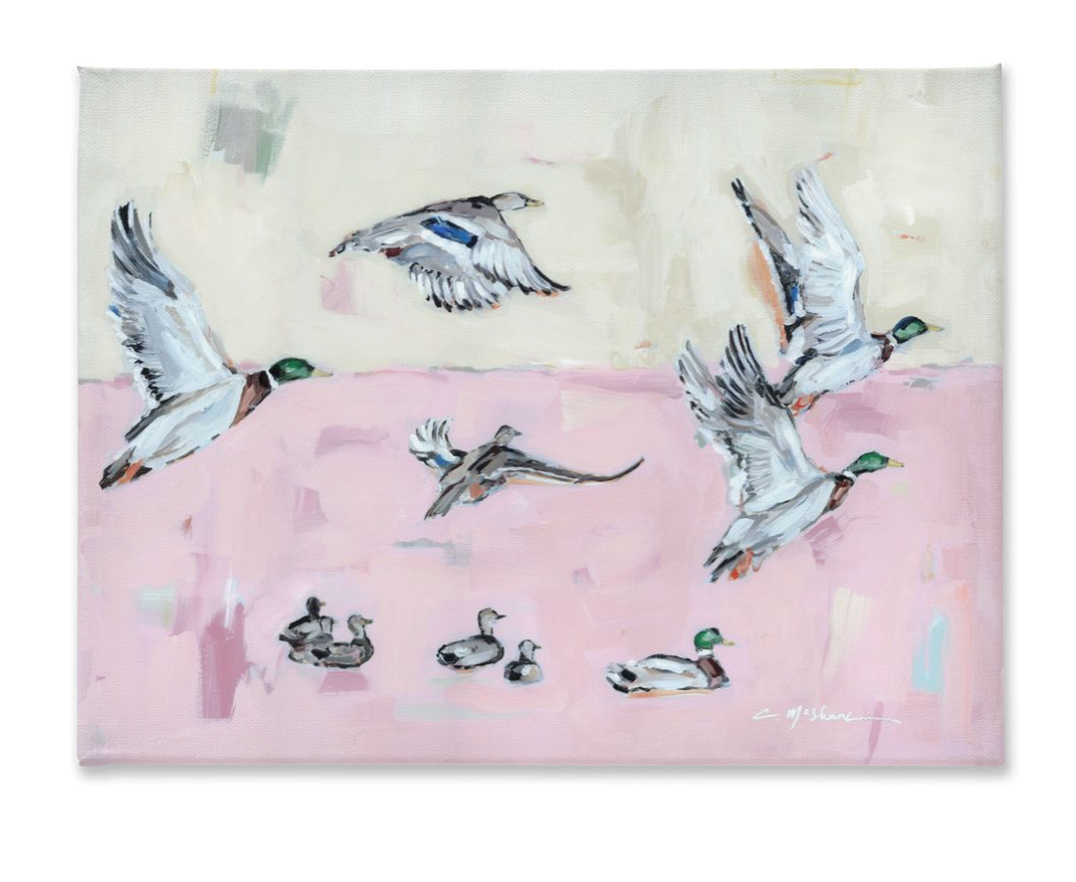 Taking Off Pink Ducks Canvas Print