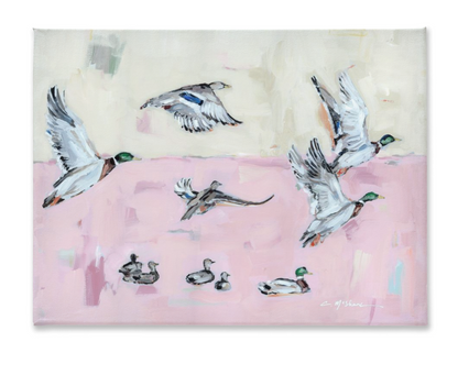 Taking Off Pink Ducks Canvas Print