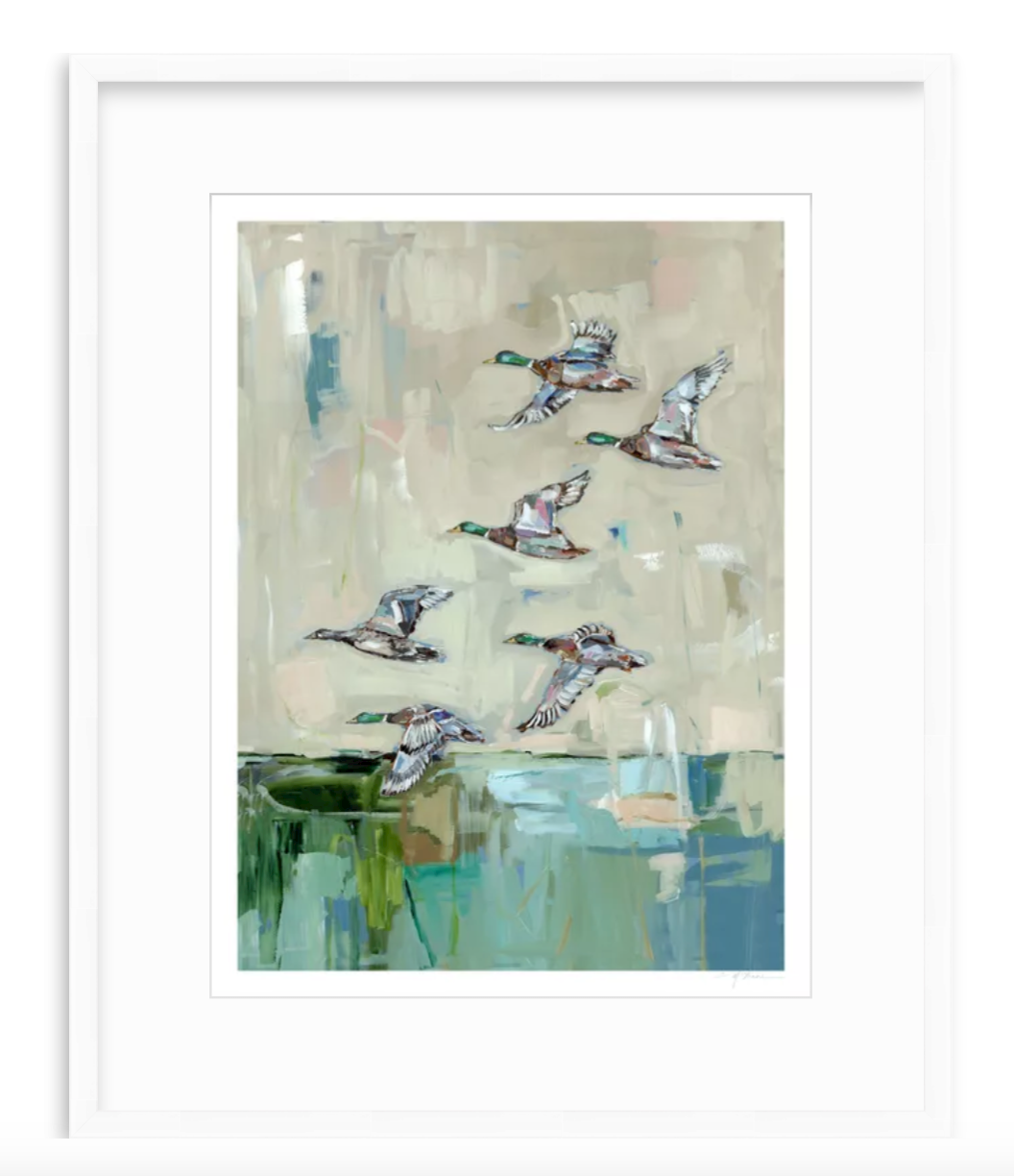 Mallards In Flight Ducks Fine Art Print