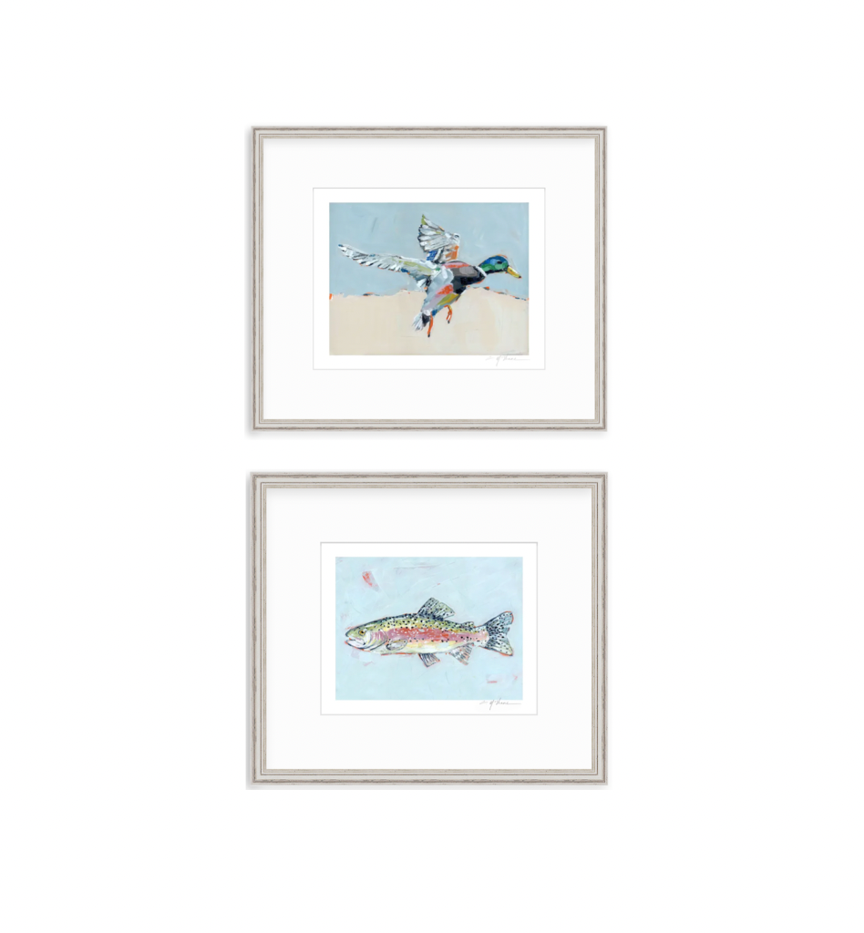 Shore Searching Mallard And Fish Fine Art Print