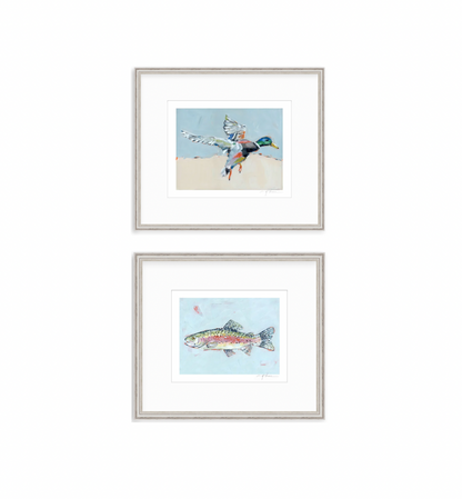 Shore Searching Mallard And Fish Fine Art Print