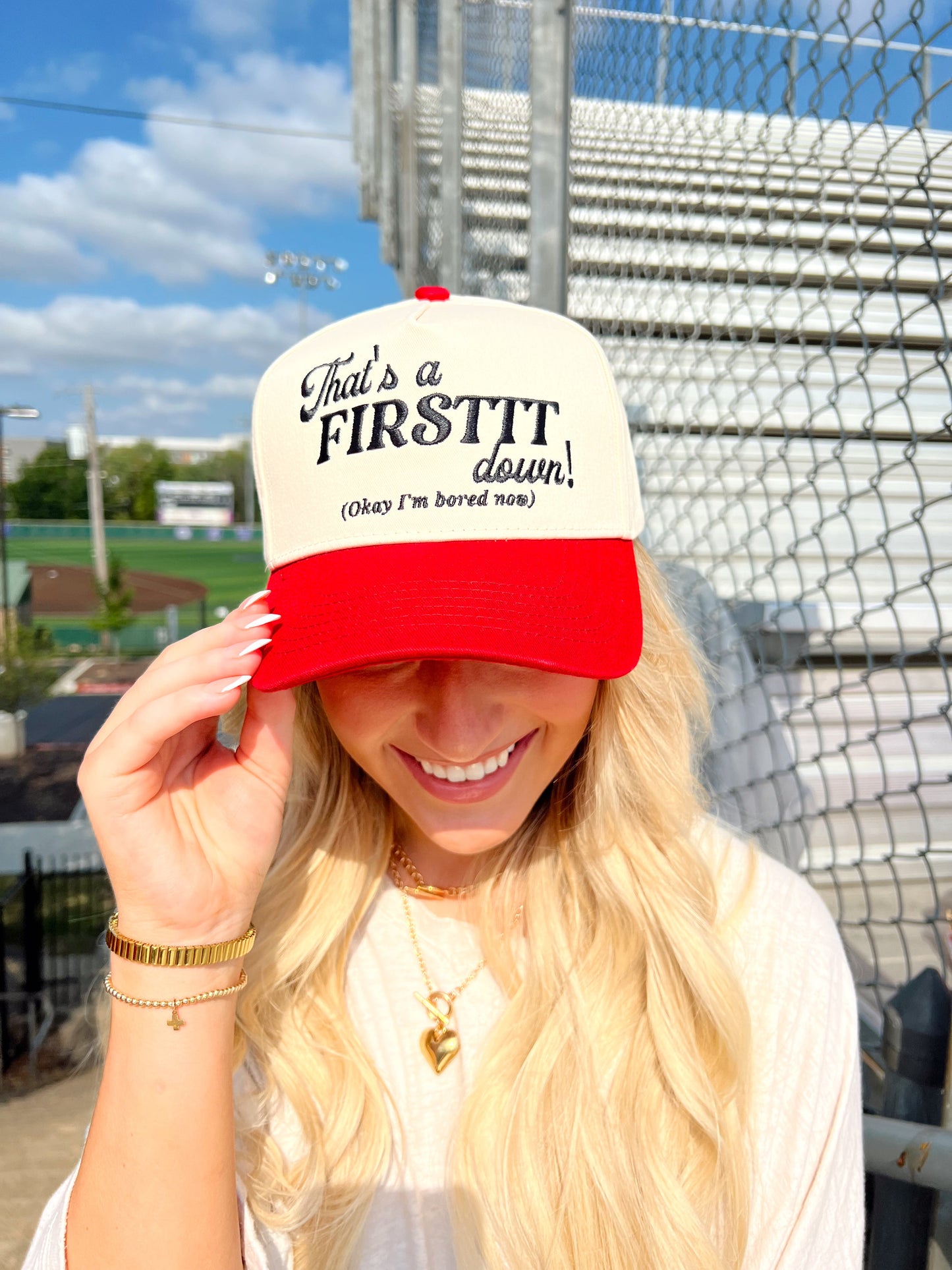 That's a Firstttt Down - Red Trucker Hat