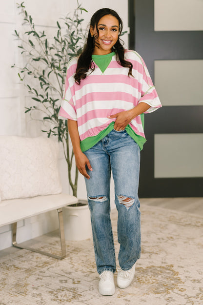 What's a Girl to Do Contrast Trim Relaxed Top