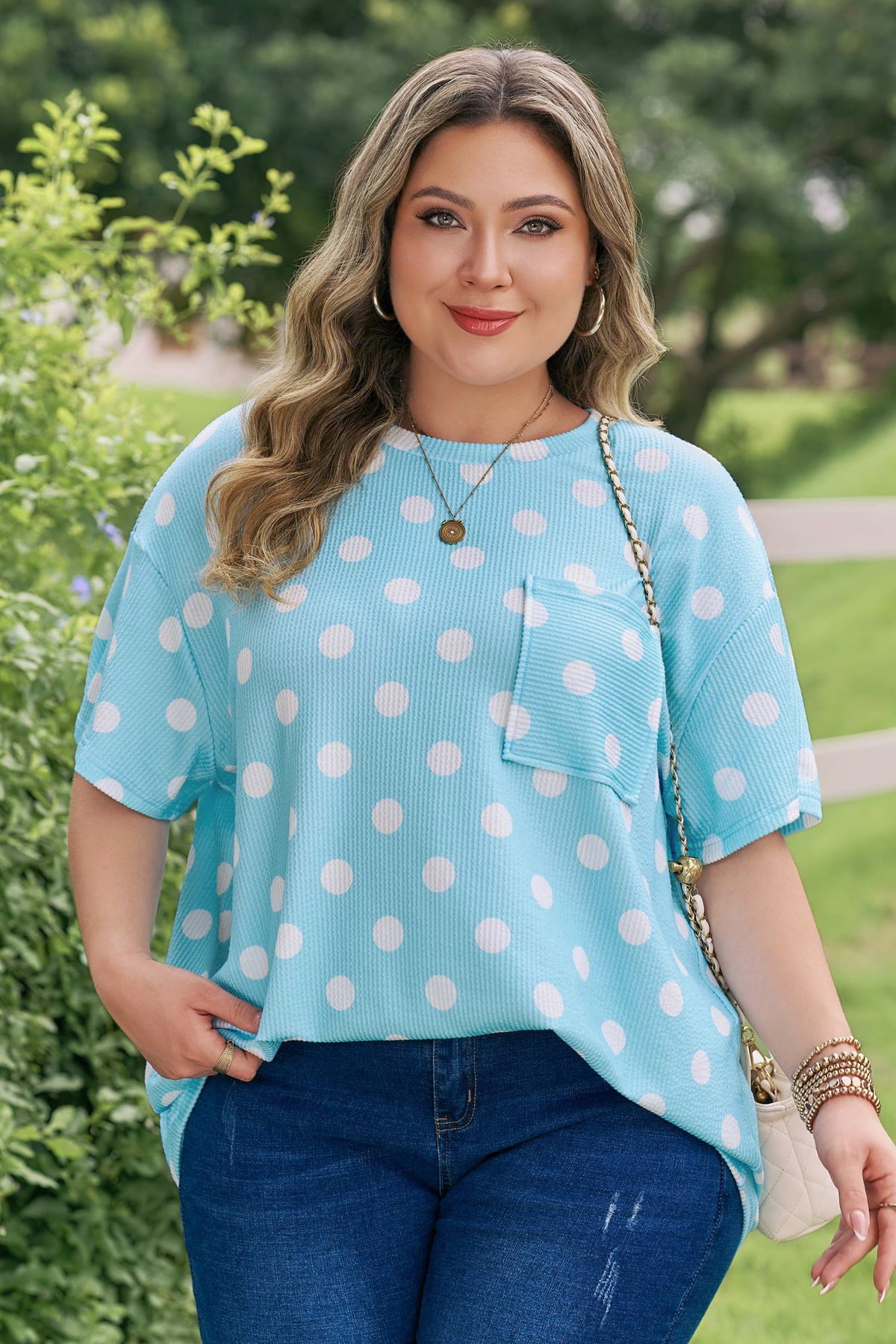 Polka Dot Ribbed Relaxed Tee