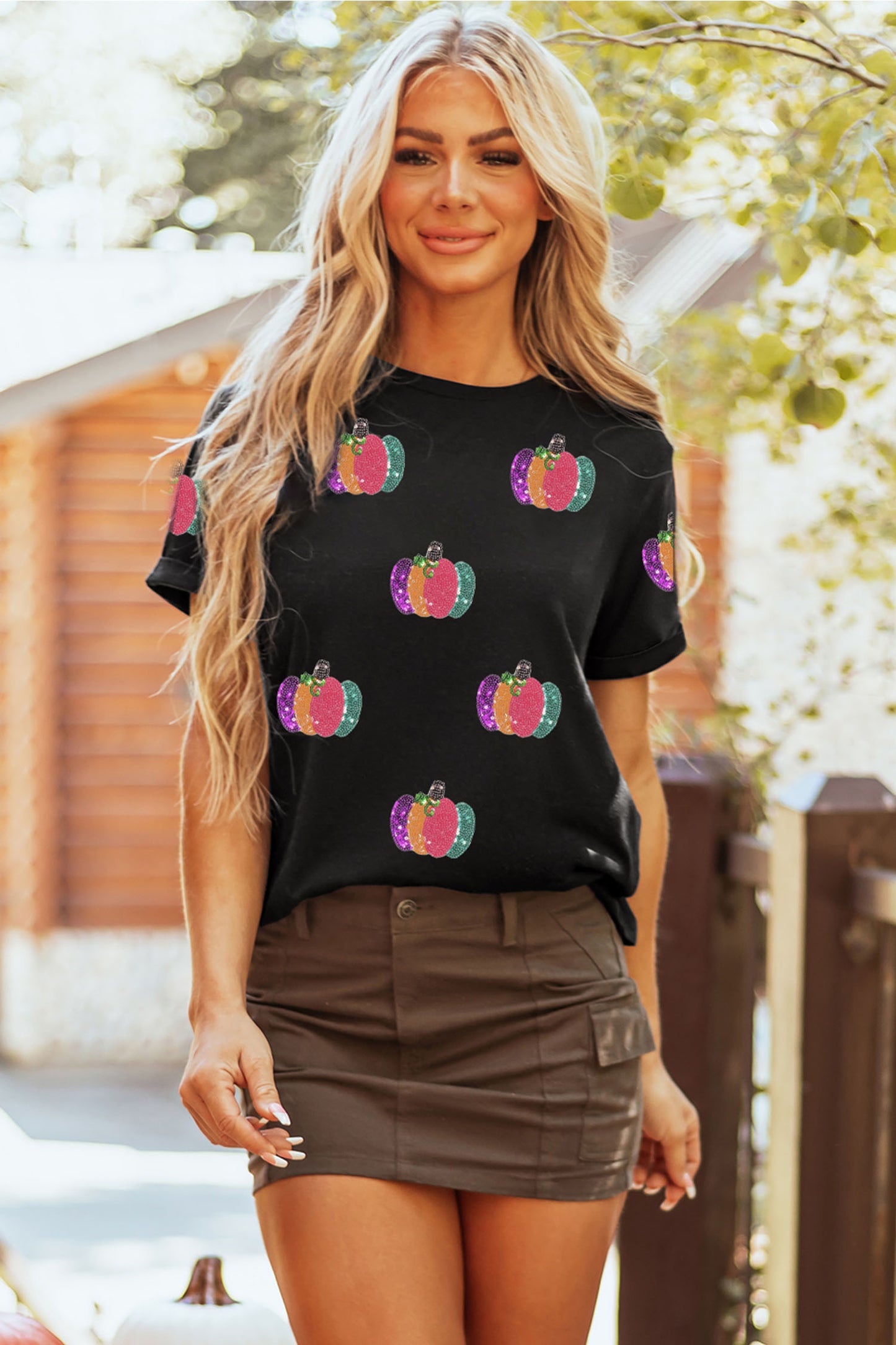 Pumpkin Glow Sequin Tee