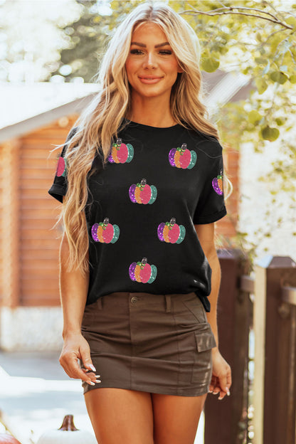 Pumpkin Glow Sequin Tee