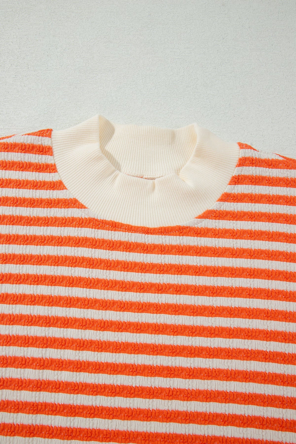Stripe Textured Mock Neck Long Sleeve Oversized Top — product image 4