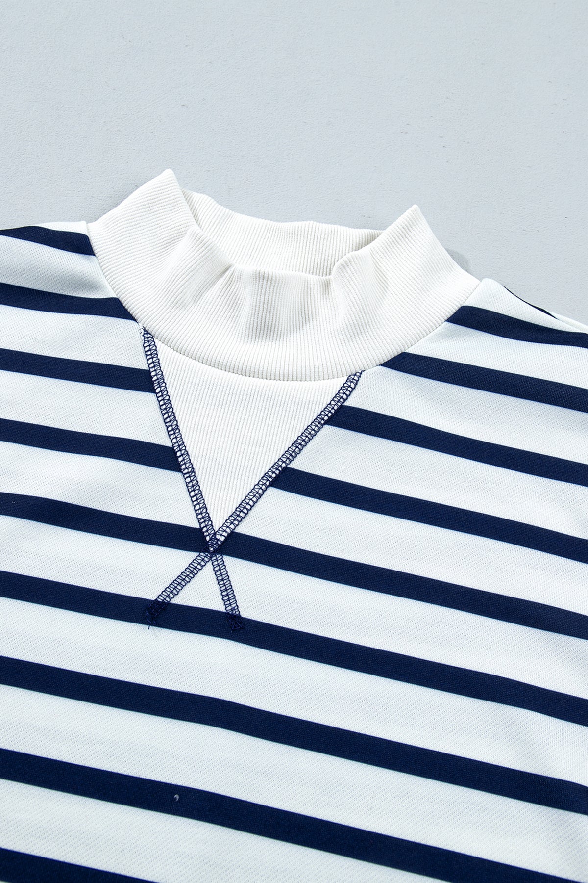Striped Ribbed-Cuff Sweatshirt
