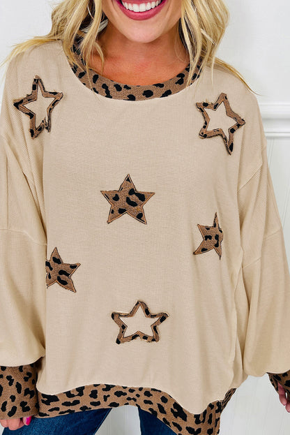 Leopard Star Raw-Seam Sweatshirt