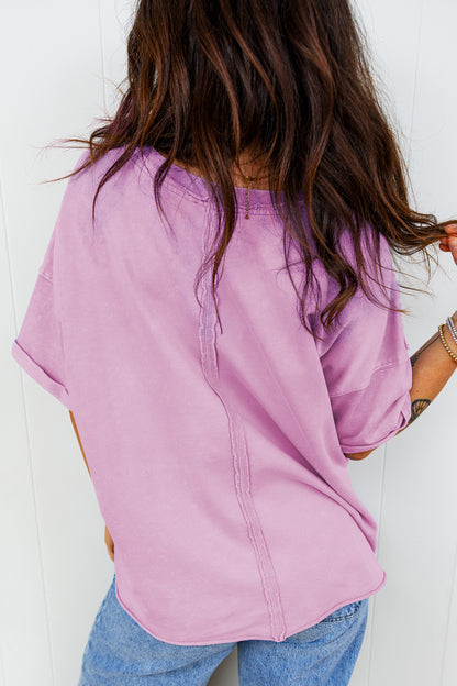 Lavender Mineral Wash Raw-Edge Tee