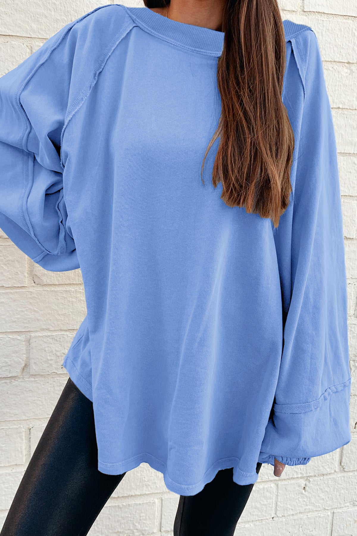 Raw Seam Patchwork Oversized Sweatshirt