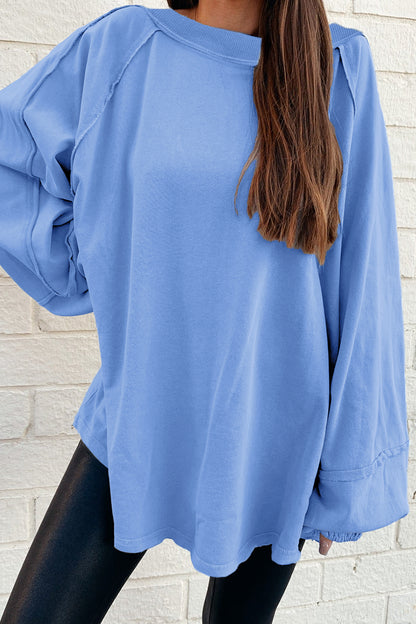 Raw Seam Patchwork Oversized Sweatshirt