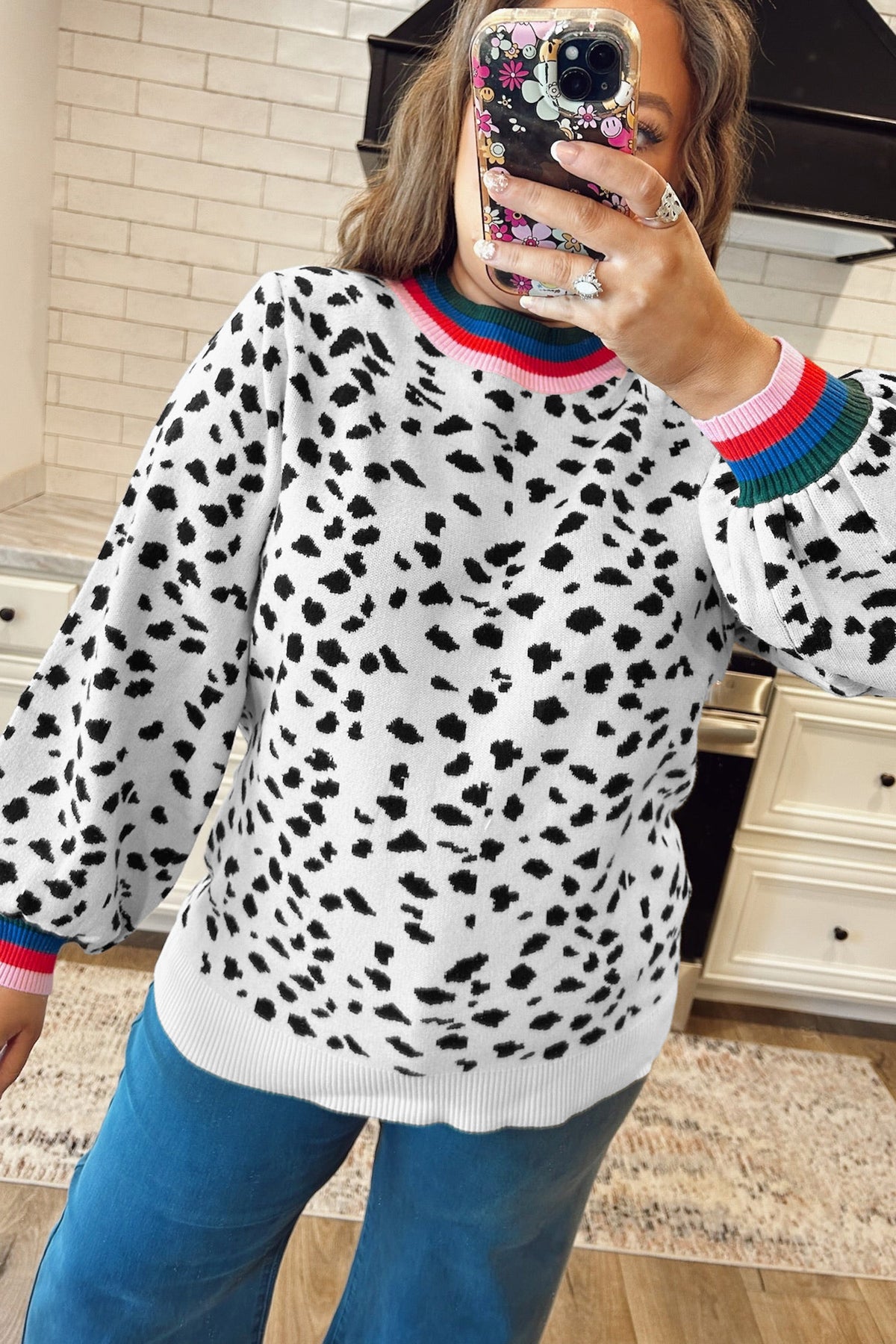 Leopard Colorblock Tunic Sweater