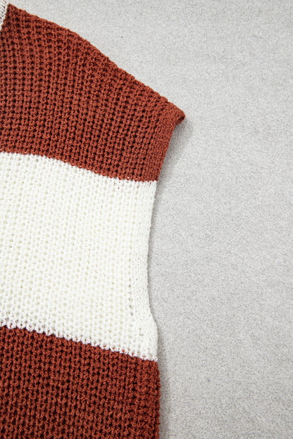 Colorblock Stripe Short Sleeve Sweater