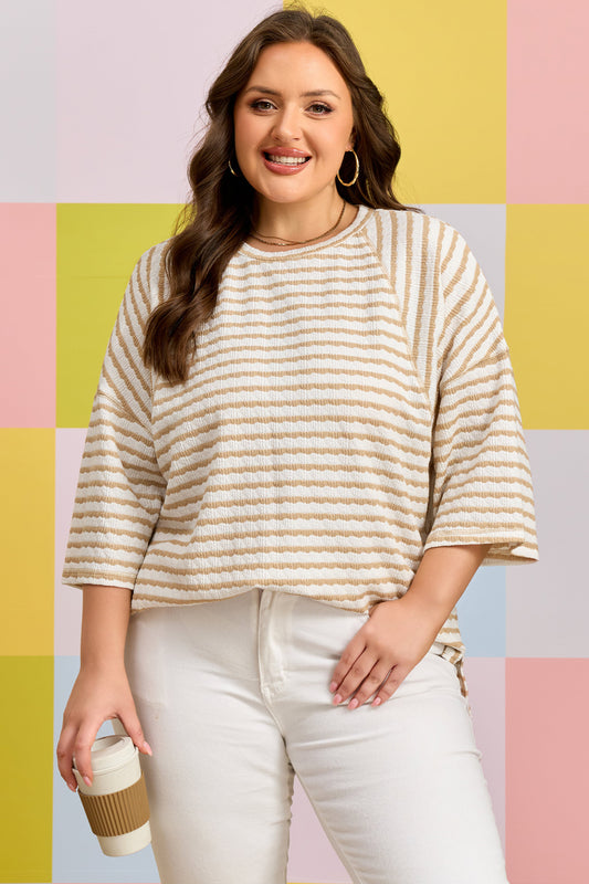 Apricot Stripe Textured Tee