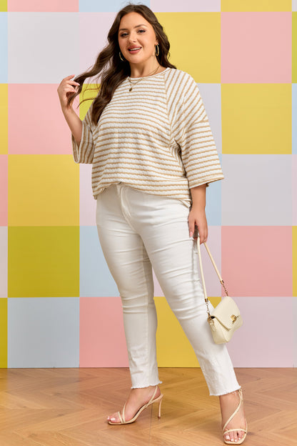 Apricot Stripe Textured Tee