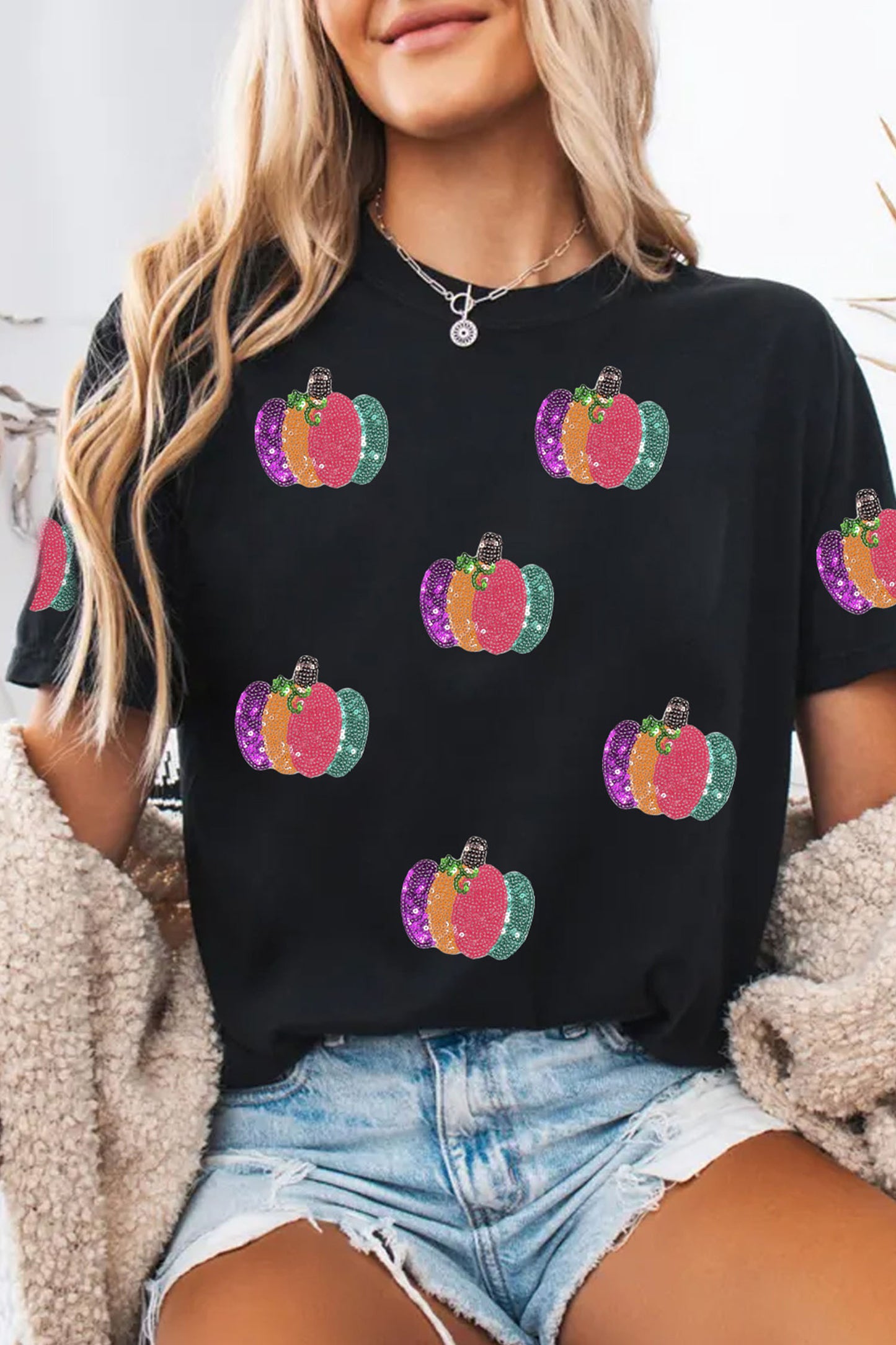 Pumpkin Glow Sequin Tee