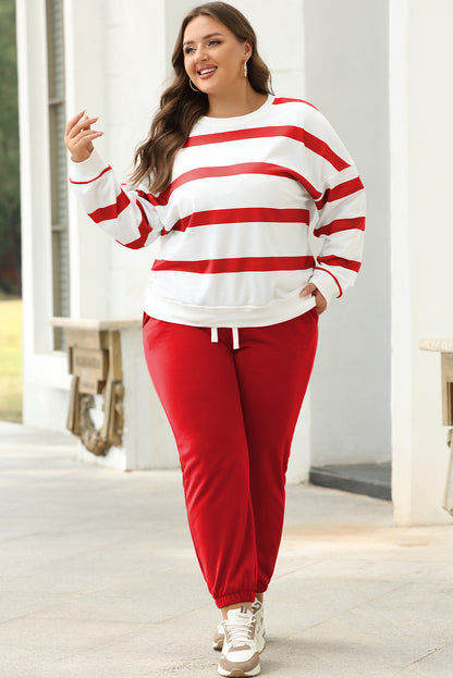 Red Stripe Pullover & Jogger Set