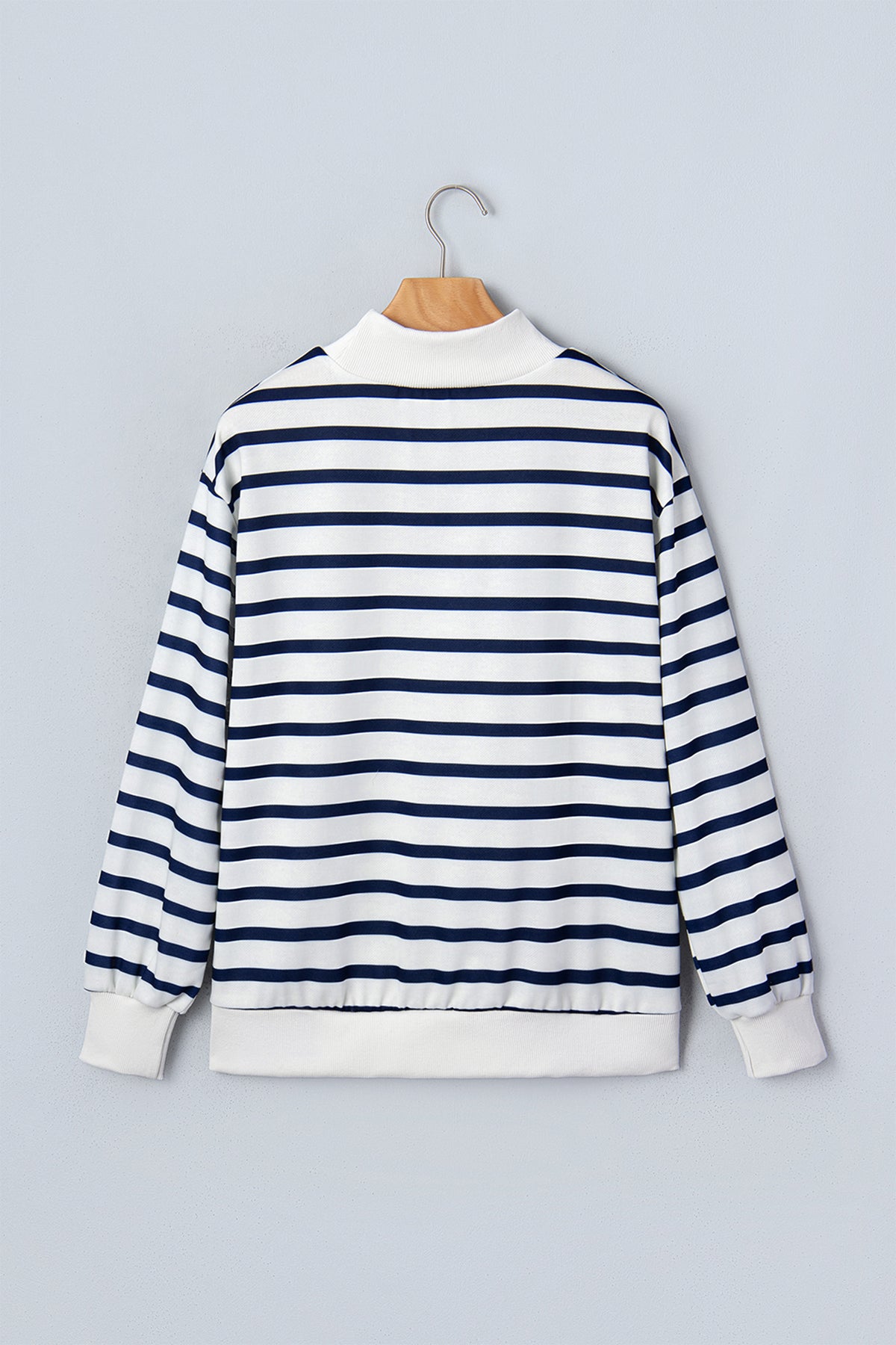 Striped Ribbed-Cuff Sweatshirt