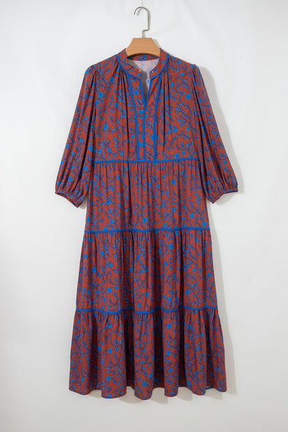 Autumn Bloom Floral Puff Sleeve Dress
