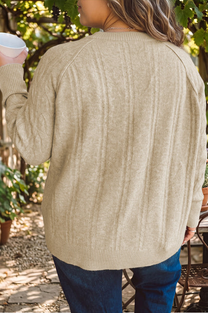Parchment Cable Knit Tunic Sweater