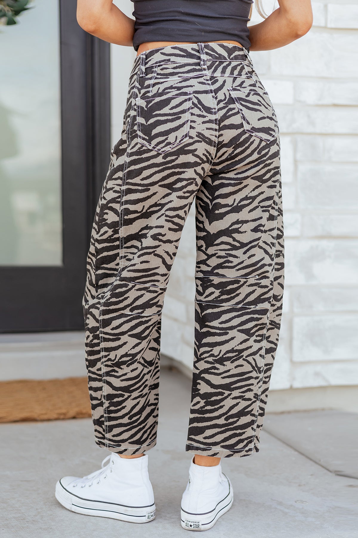 Smoke Zebra Barrel Jeans