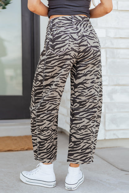 Smoke Zebra Barrel Jeans