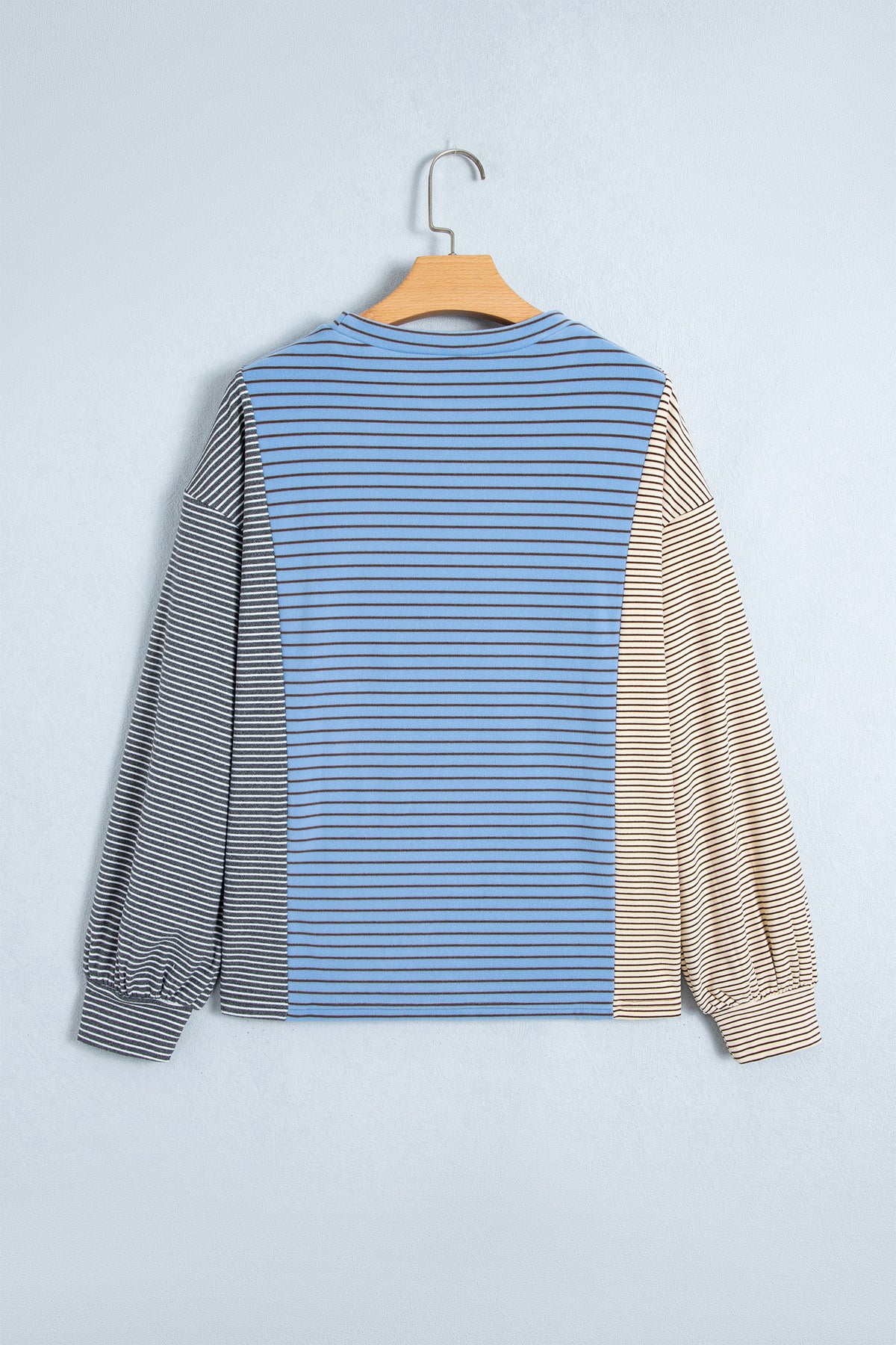 Striped Colorblock Crewneck Pullover