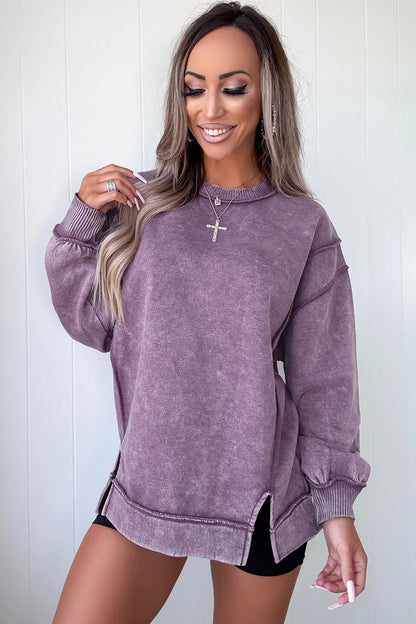 Mineral Wash Side-Slit Sweatshirt