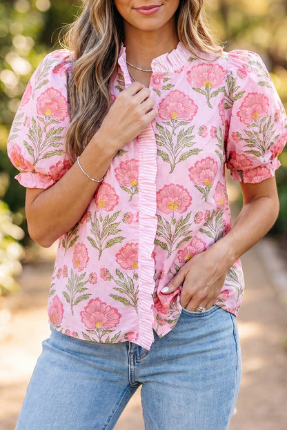 Sweet Blooms Floral Puff Sleeve Shirt