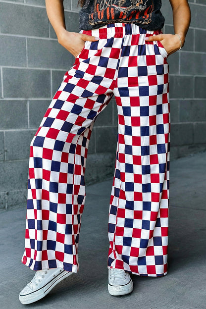 Wild Card Checked Wide Leg Pants