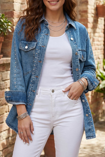 Sail Blue Western Rivet Denim Jacket