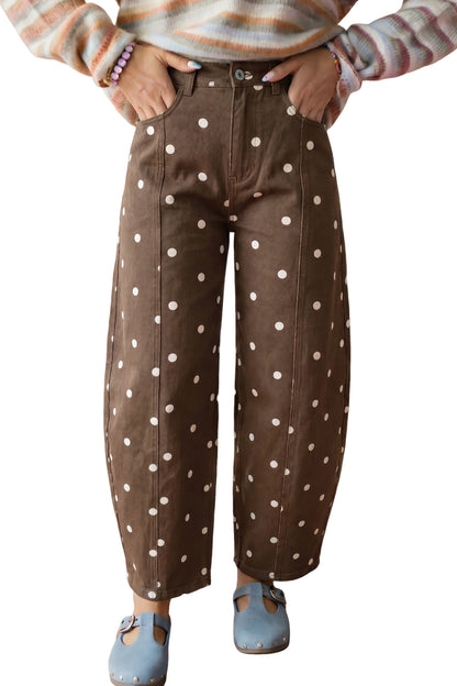 Peach Stand Polka Dot Barrel Jeans