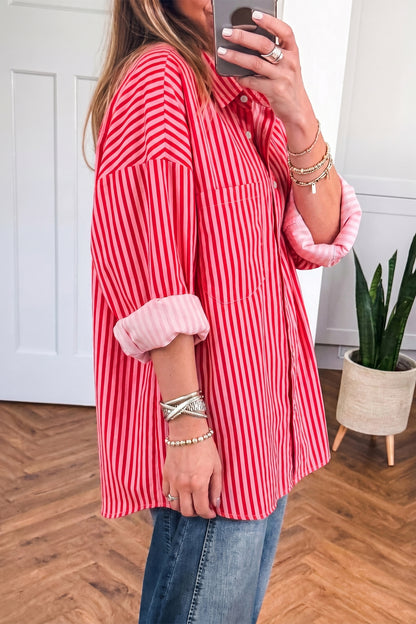 Striped Pocket Button-Up Shirt