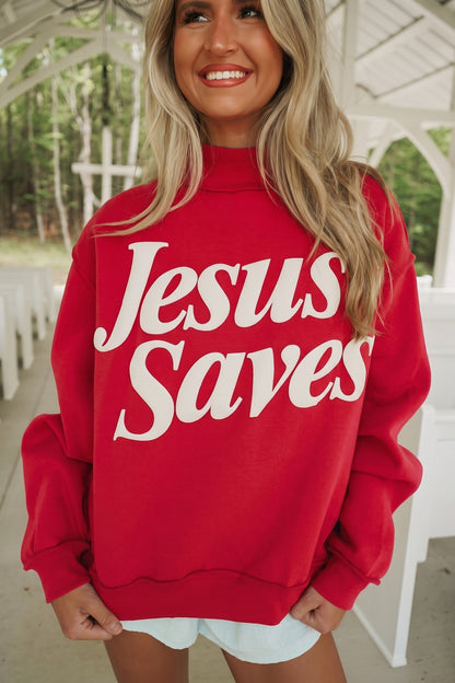 Jesus Saves Mock Neck Sweatshirt
