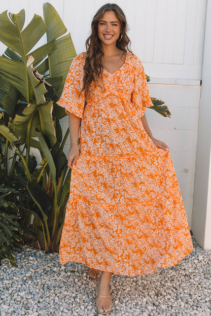Sunset Floral Smocked Maxi Dress