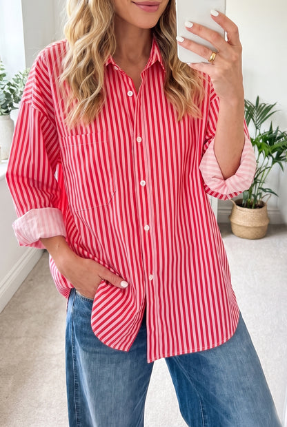 Striped Pocket Button-Up Shirt