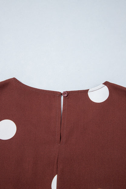 Brown Polka Dot Tie-Waist Dress
