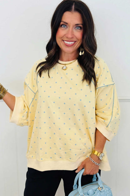 Polka Dot Piped Relaxed Top