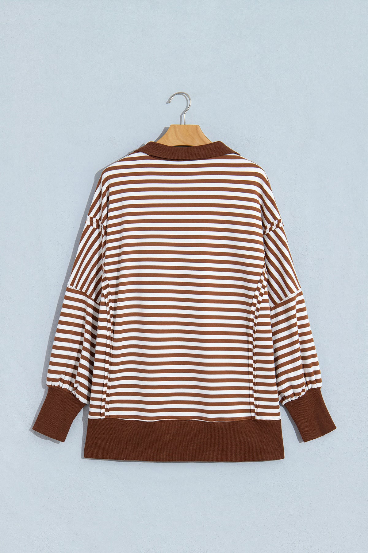 Stripe Raw Seam Pullover Sweatshirt