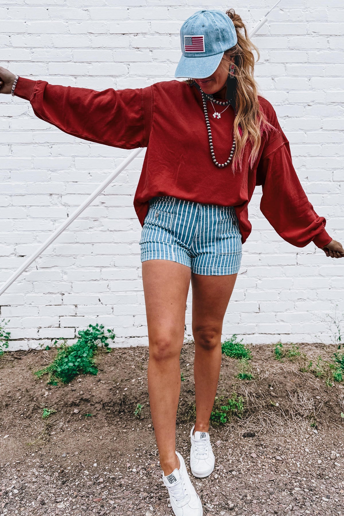Cutout-Back Drop-Shoulder Sweatshirt