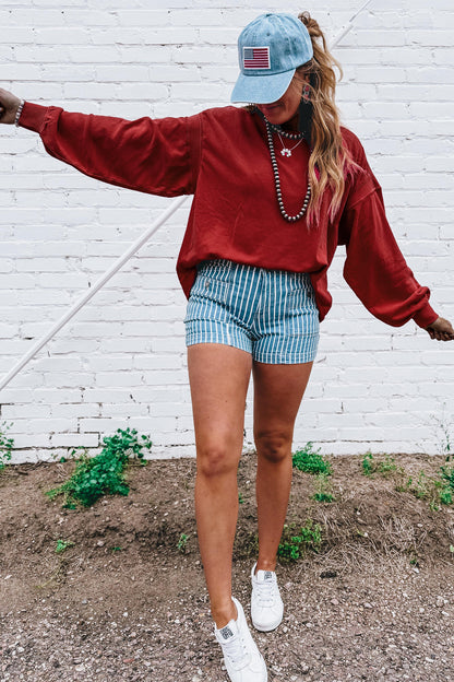 Cutout-Back Drop-Shoulder Sweatshirt