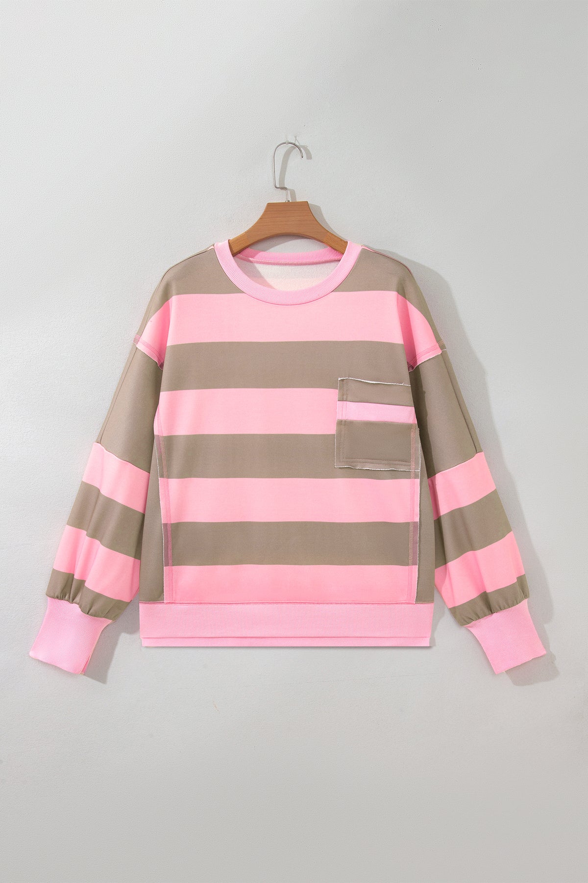 Striped Colorblock Pocket Sweatshirt