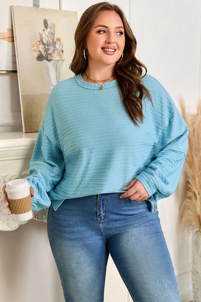 Light Blue Textured Knit Top