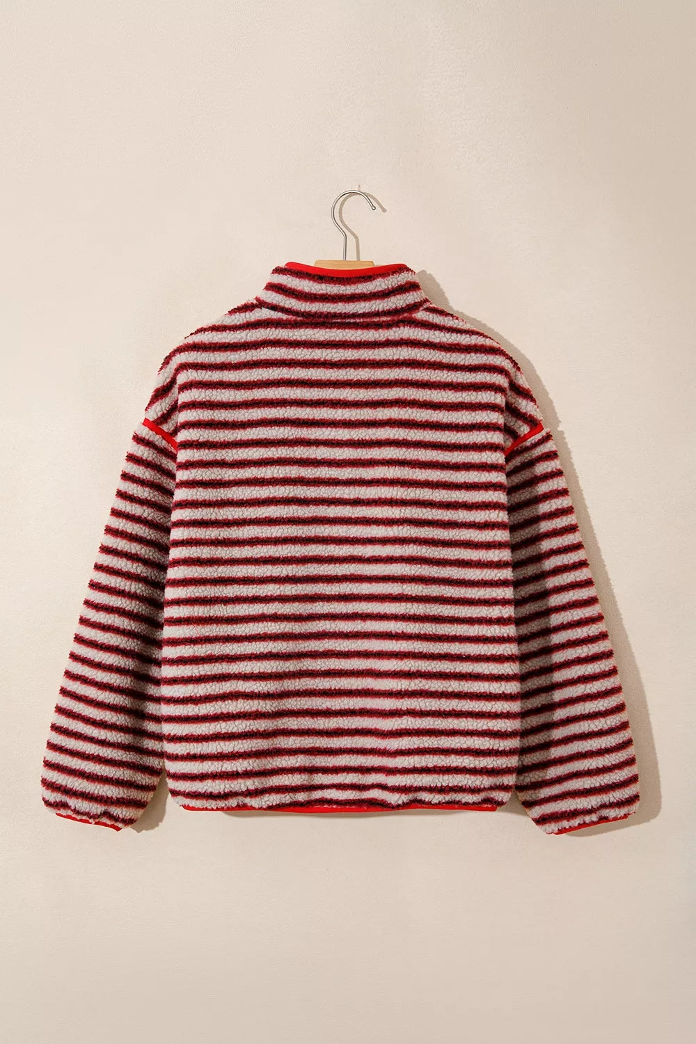 Berry Stripe Fleece Pullover — view 5