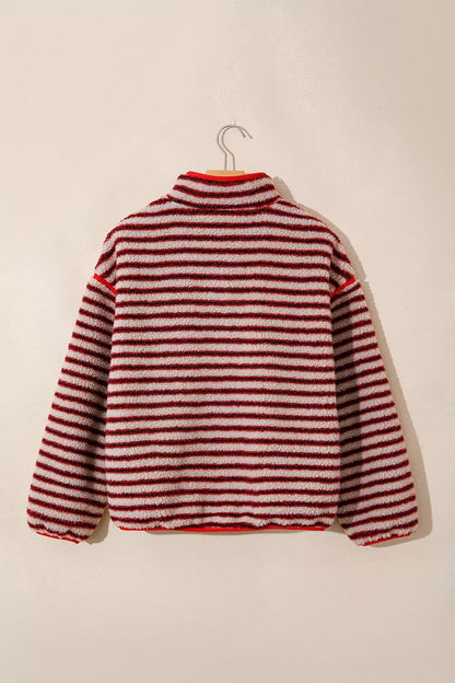 Berry Stripe Fleece Pullover — view 5