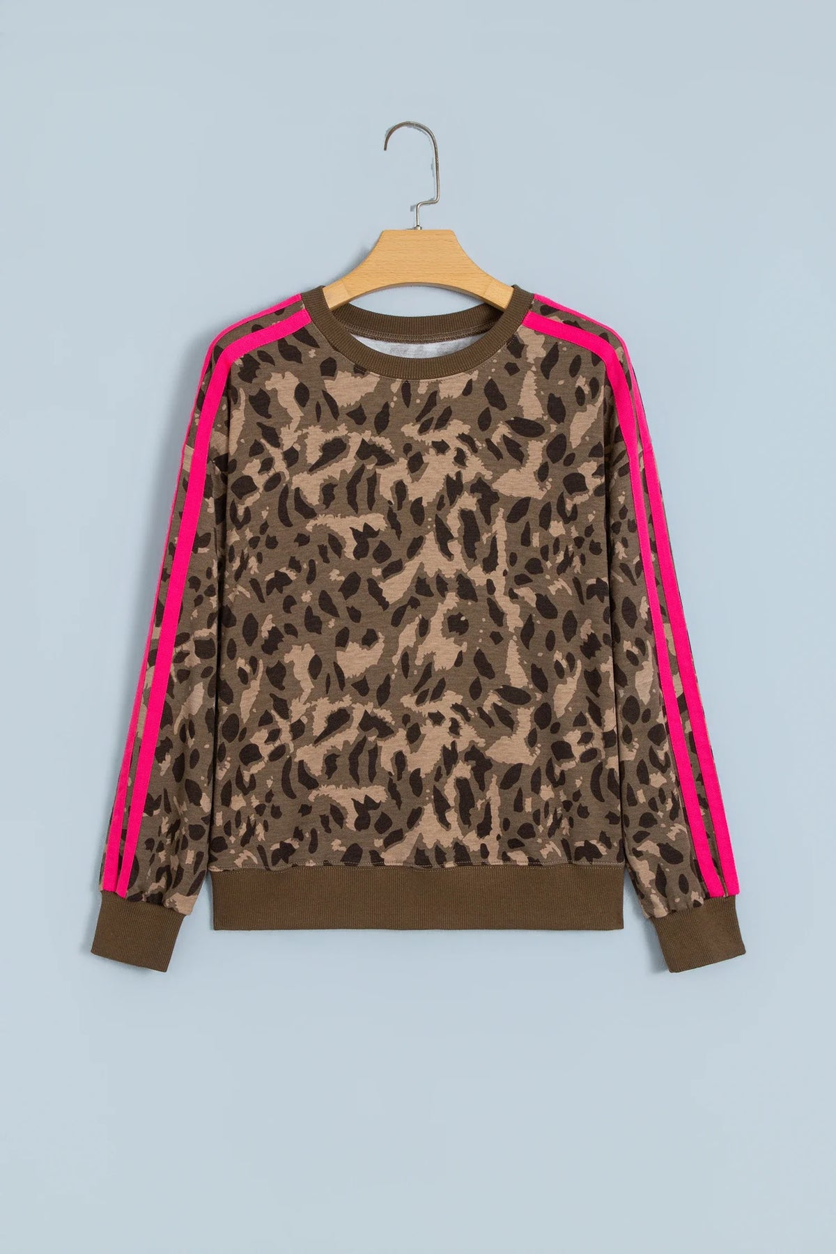 Leopard Contrast Stripe Long Sleeve Sweatshirt — product image 2