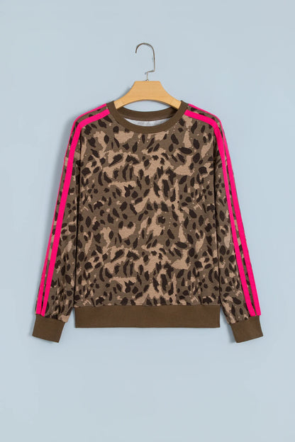 Leopard Contrast Stripe Long Sleeve Sweatshirt — product image 2
