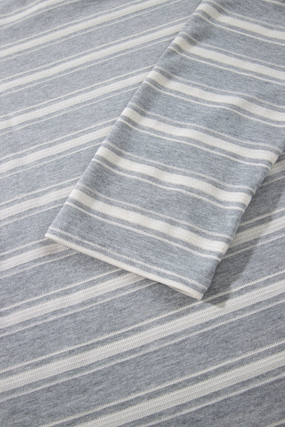 Gray Stripe Relaxed Tunic Top