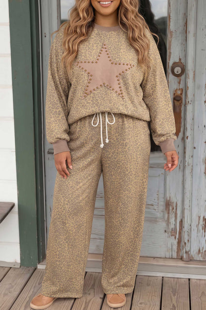 Plus Size Leopard Star Lounge Set